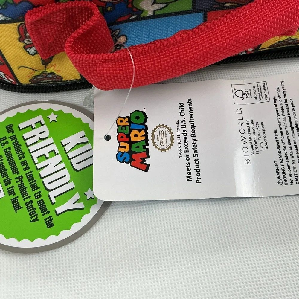 Nintendo Super Mario Insulated Lunch Box Bioworld Multicolor Soft Bag NWT